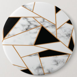 Witte marmer Geometric patroon in Gold Ronde Button 6,0 Cm