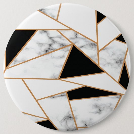 Witte marmer Geometric patroon in Gold Ronde Button 6,0 Cm (Voorkant)