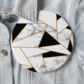 Witte marmer Geometric patroon in Gold Ronde Button 6,0 Cm (In situ)