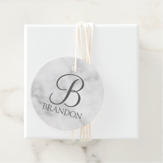 Witte marmer Gepersonaliseerd Manuscript Monogram  Bedankjes Labels (In situ)