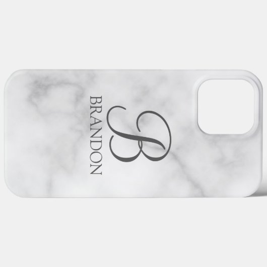 Witte Marmer Gepersonaliseerd Manuscript Monogram Case-Mate iPhone Case (Achterkant (horizontaal))