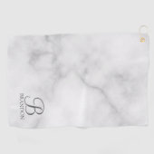 Witte Marmer Gepersonaliseerd Manuscript Monogram Golfhanddoek (Horizontaal)