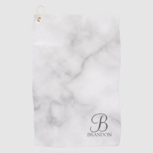 Witte Marmer Gepersonaliseerd Manuscript Monogram Golfhanddoek