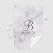 Witte Marmer Gepersonaliseerd Manuscript Monogram  Golfhanddoek (Insitu)