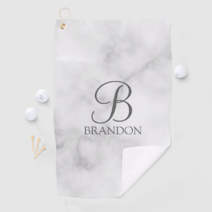 Witte Marmer Gepersonaliseerd Manuscript Monogram  Golfhanddoek