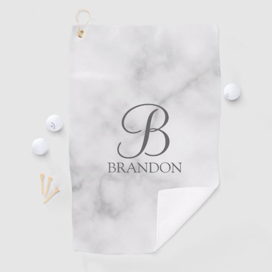 Witte Marmer Gepersonaliseerd Manuscript Monogram Golfhanddoek (Insitu)