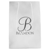 Witte Marmer Gepersonaliseerd Manuscript Monogram  Medium Cadeauzakje (Voorkant)