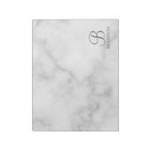 Witte Marmer Gepersonaliseerd Manuscript Monogram  Notitieblok (Linkerzijde)