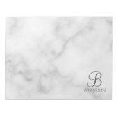 Witte Marmer Gepersonaliseerd Manuscript Monogram  Notitieblok (Voorkant)
