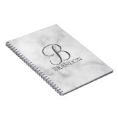 Witte Marmer Gepersonaliseerd Manuscript Monogram Notitieboek (Rechterzijde)