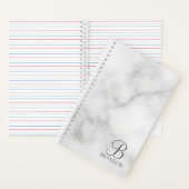 Witte Marmer Gepersonaliseerd Manuscript Monogram Notitieboek (Binnen)