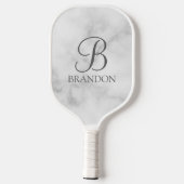 Witte Marmer Gepersonaliseerd Manuscript Monogram  Pickleball Paddle (Achterkant)