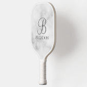 Witte Marmer Gepersonaliseerd Manuscript Monogram  Pickleball Paddle (Links)