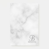 Witte Marmer Gepersonaliseerd Manuscript Monogram Post-it® Notes (Voorkant)
