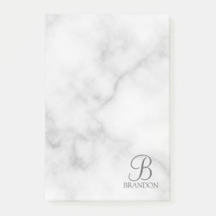 Witte Marmer Gepersonaliseerd Manuscript Monogram  Post-it® Notes