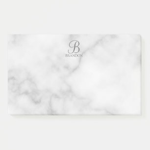 Witte Marmer Gepersonaliseerd Manuscript Monogram  Post-it® Notes