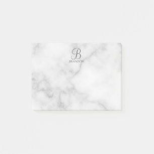 Witte Marmer Gepersonaliseerd Manuscript Monogram Post-it® Notes