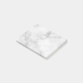 Witte Marmer Gepersonaliseerd Manuscript Monogram Post-it® Notes (Schuin)