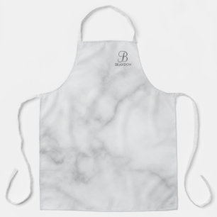 Witte Marmer Gepersonaliseerd Manuscript Monogram  Schort