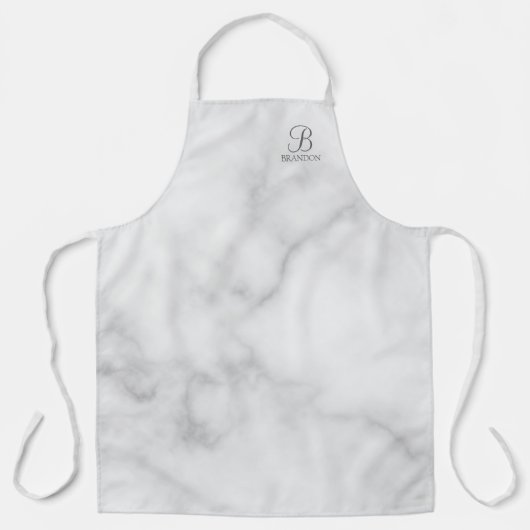 Witte Marmer Gepersonaliseerd Manuscript Monogram  Schort (Voorkant)