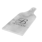 Witte Marmer Gepersonaliseerd Manuscript Monogram  Snijplank (Hoek)