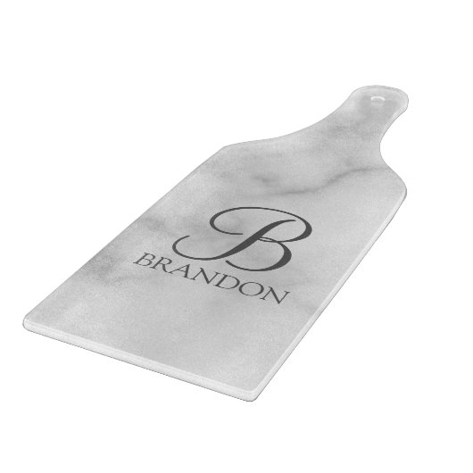 Witte Marmer Gepersonaliseerd Manuscript Monogram  Snijplank (Hoek)
