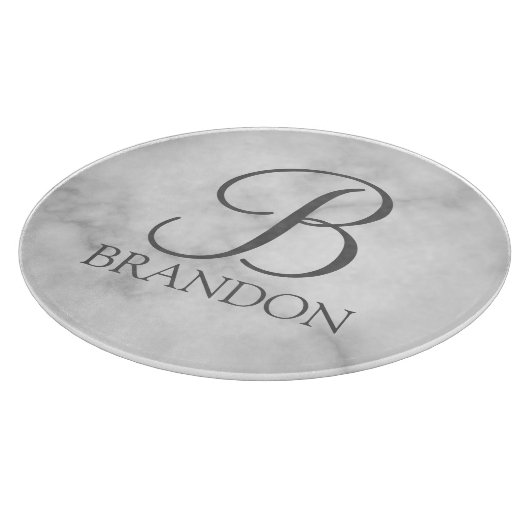 Witte Marmer Gepersonaliseerd Manuscript Monogram  Snijplank (Hoek)