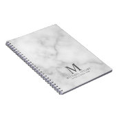 Witte marmer, gepersonaliseerd monogram en naam notitieboek (Rechterzijde)