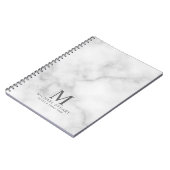 Witte marmer, gepersonaliseerd monogram en naam notitieboek (Linkerzijde)