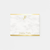 Witte marmer Gold Handgeschreven Monogram Sjabloon Post-it® Notes (Voorkant)