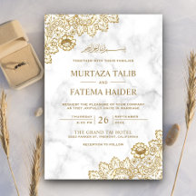 Witte marmer Gold Lace Islamic Muslim Weduwen