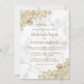 Witte marmer Gold Lace Islamic Muslim Weduwen Kaart (Voorkant)