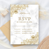 Witte marmer Gold Lace islamitische moslim RSVP Kaartje