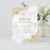 Witte marmer Gold Lace islamitische moslim RSVP Kaartje (Staand voorkant)