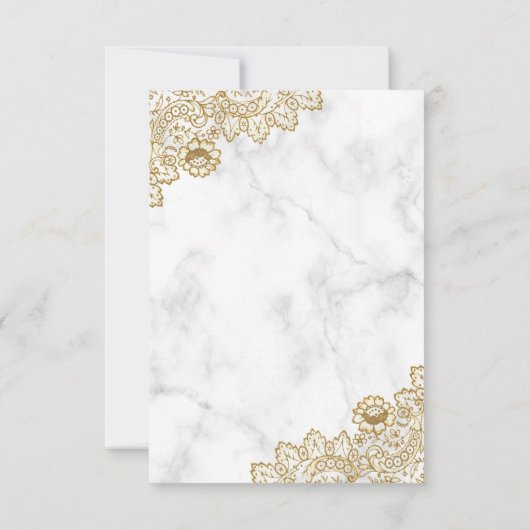 Witte marmer Gold Lace islamitische moslim RSVP Kaartje (Achterkant)