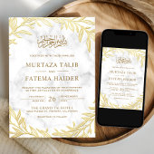 Witte marmer Gold Leaves Islamic Muslim Weduwen Kaart