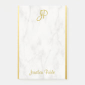 Witte marmer Gold Monogram - Aangepaste Sjabloon Post-it® Notes (Voorkant)
