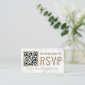 Witte marmer Gold QR-code RSVP Weddenschap Website Informatiekaartje (Staand voorkant)