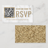 Witte marmer Gold QR-code RSVP Weddenschap Website Informatiekaartje (Voorkant / Achterkant)