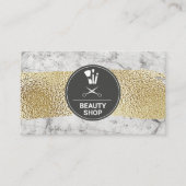 Witte marmer | Goudborstel | Makeuppenselen Visitekaartje (Voorkant)