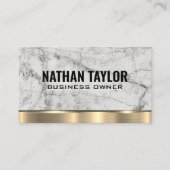 Witte Marmer | Gouden Metalen Achtergrond Visitekaartje (Voorkant)