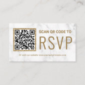 Witte Marmer Gouden QR Code RSVP Trouwwebsite Informatiekaartje (Voorkant)
