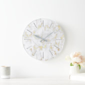 witte marmer - goudfolie grote klok (Huis)