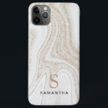 Witte marmer-goudglitter-monogram Case-Mate iPhone case<br><div class="desc">White marble chic gold glitter    monogramiPhone 11 Pro Max Hoesje</div>