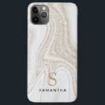 Witte marmer-goudglitter-monogram Case-Mate iPhone case<br><div class="desc">White marble chic gold glitter    monogramiPhone 11 Pro Max Hoesje</div>
