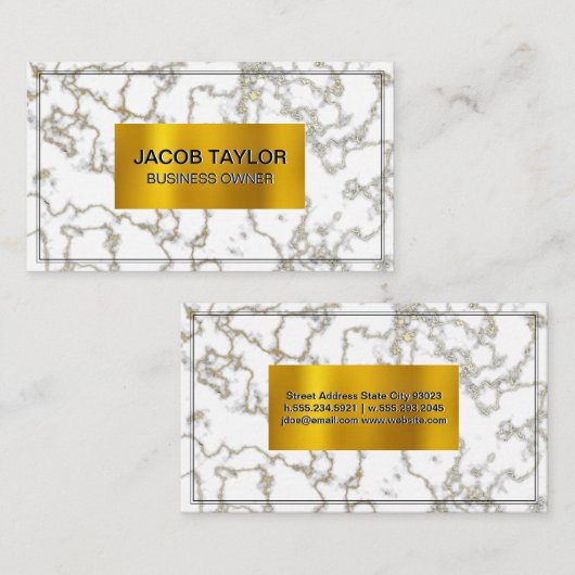 Witte marmer | Goudvlokken Visitekaartje (Voorkant / Achterkant)