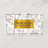 Witte marmer | Goudvlokken Visitekaartje (Voorkant)