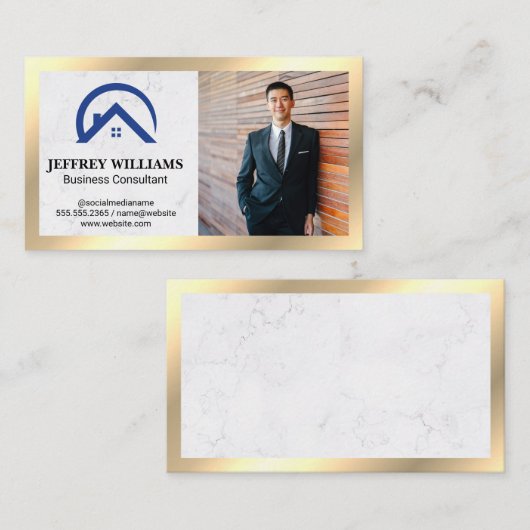 Witte marmer | House Logo Icon | Zakelijk Man Visitekaartje (Voorkant / Achterkant)