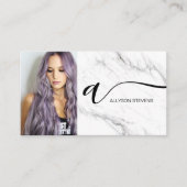 Witte marmer initiaal qr code visitekaartje (Voorkant)