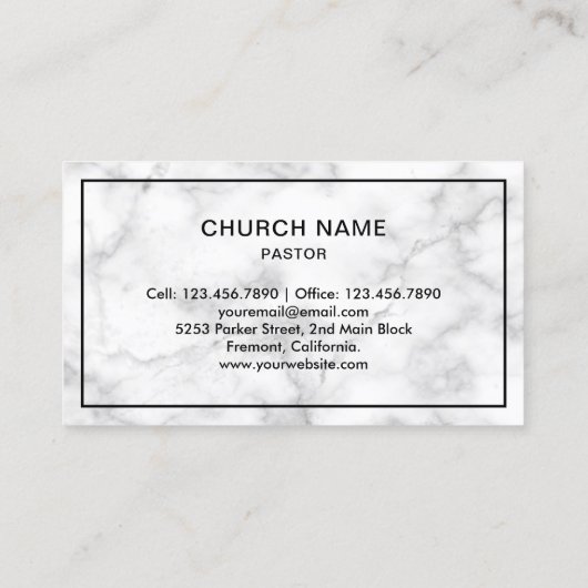 Witte Marmer Jezus Christus Kruis Pastor Visitekaartje (Achterkant)